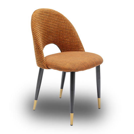 HARRY Orange Chair with textured fabric and gold-accented black legs