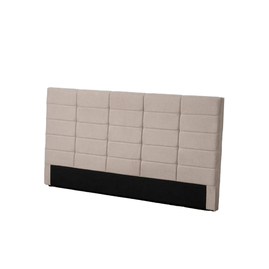 Santiago upholstered headboard in beige fabric with quilted grid design, 190 cm wide