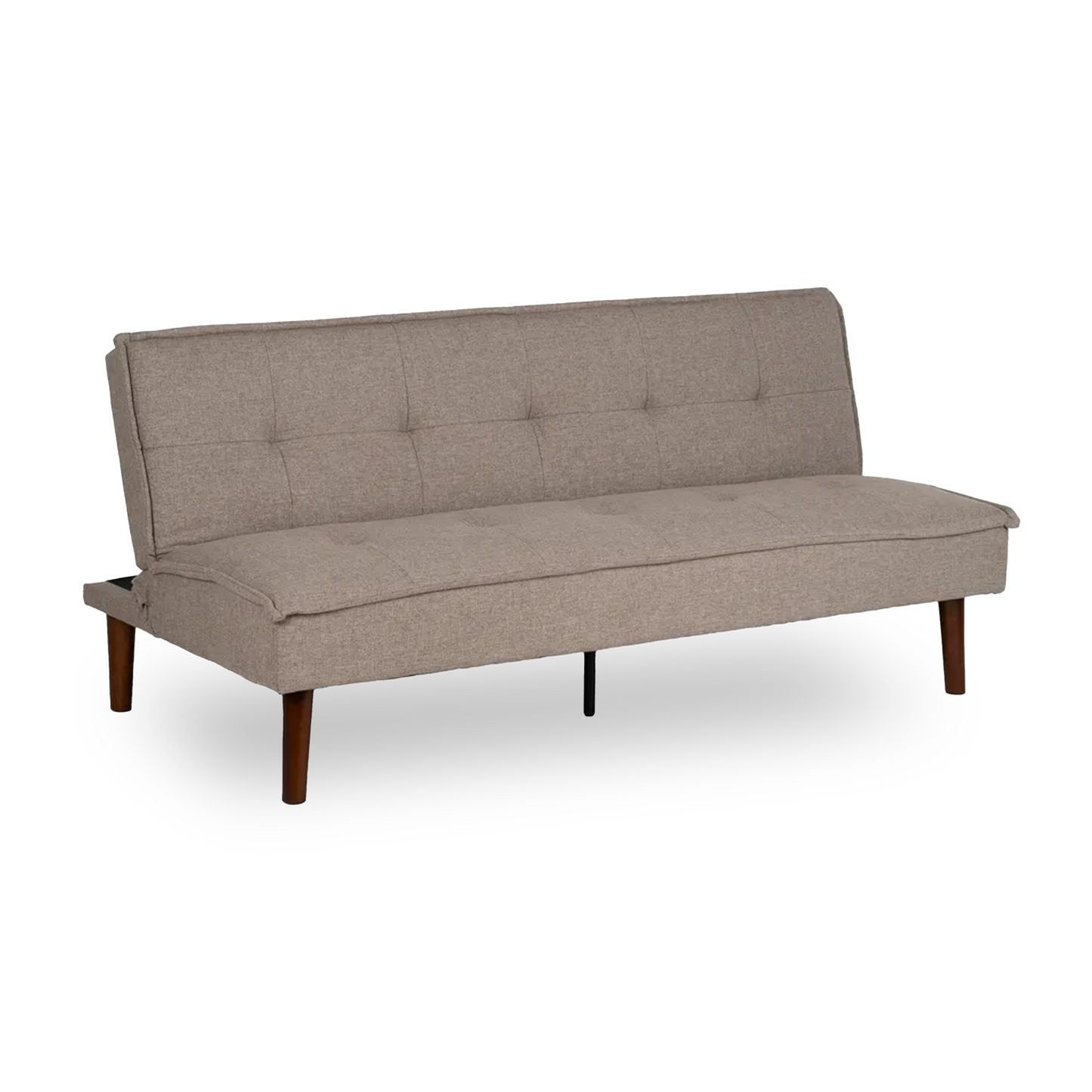Martín Sofa Bed Beige Metal-Wood with tufted fabric and wooden legs, foldable design