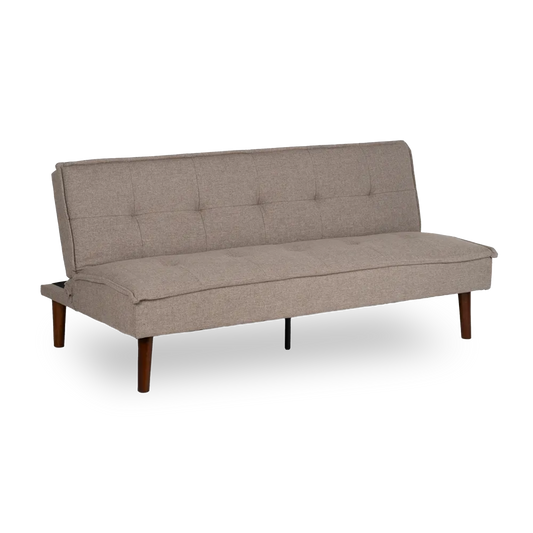 Martín Sofa Bed Beige Metal-Wood with tufted fabric and wooden legs, foldable design