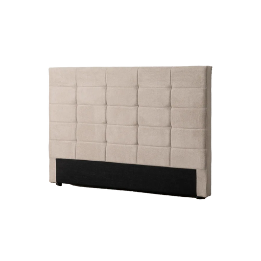Rodrigo beige fabric headboard with stitched square pattern, 160 cm wide