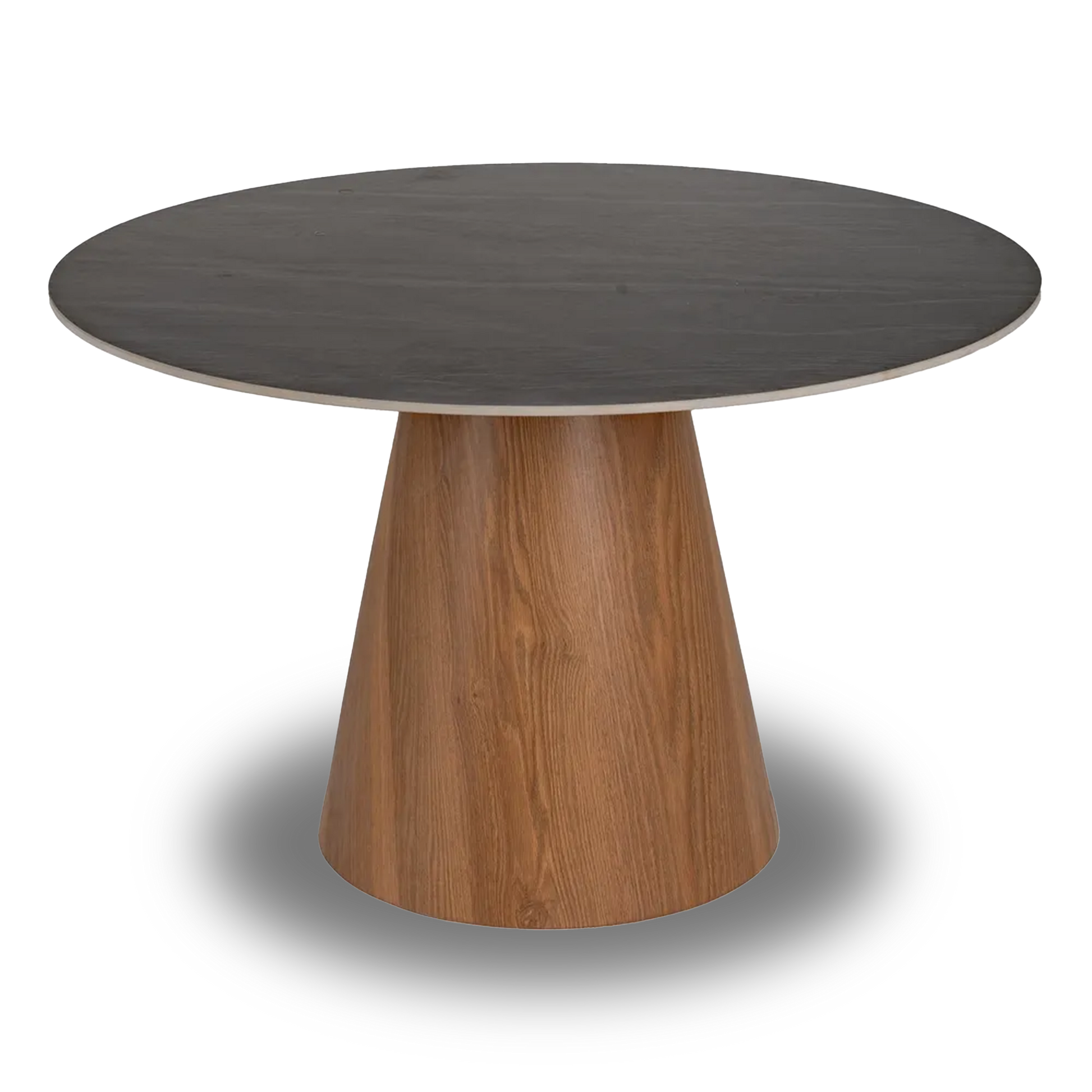 Antonio Dining Table Black-Brown with ceramic top and wood base, 120 cm round modern design