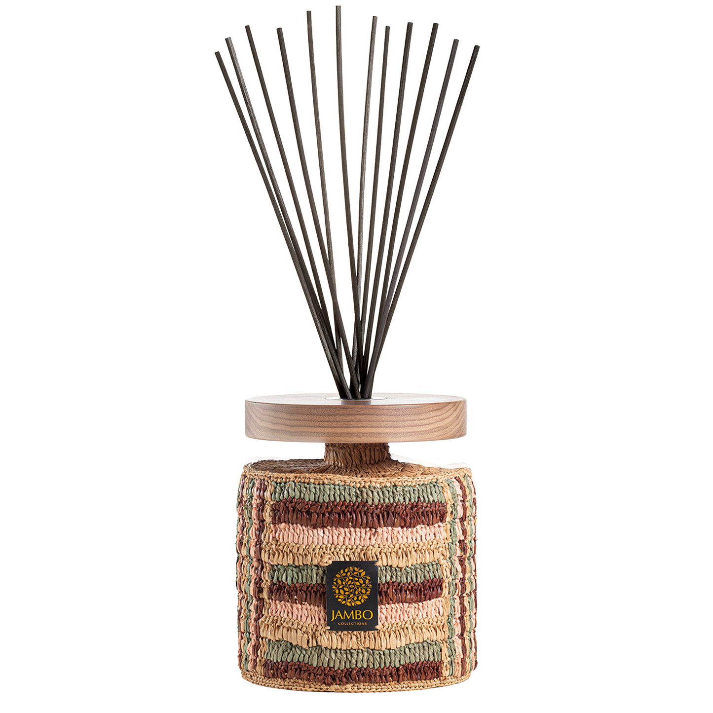 Isalo Raffia Diffuser – handcrafted raffia decor with cinnamon, clove, and amber fragrance notes from Jambo Exclusivo.