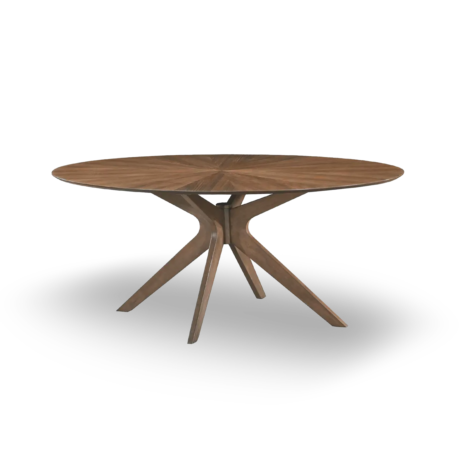 Alonso 180 cm Oval Dining Table with walnut veneer top and sculptural star-shaped base
