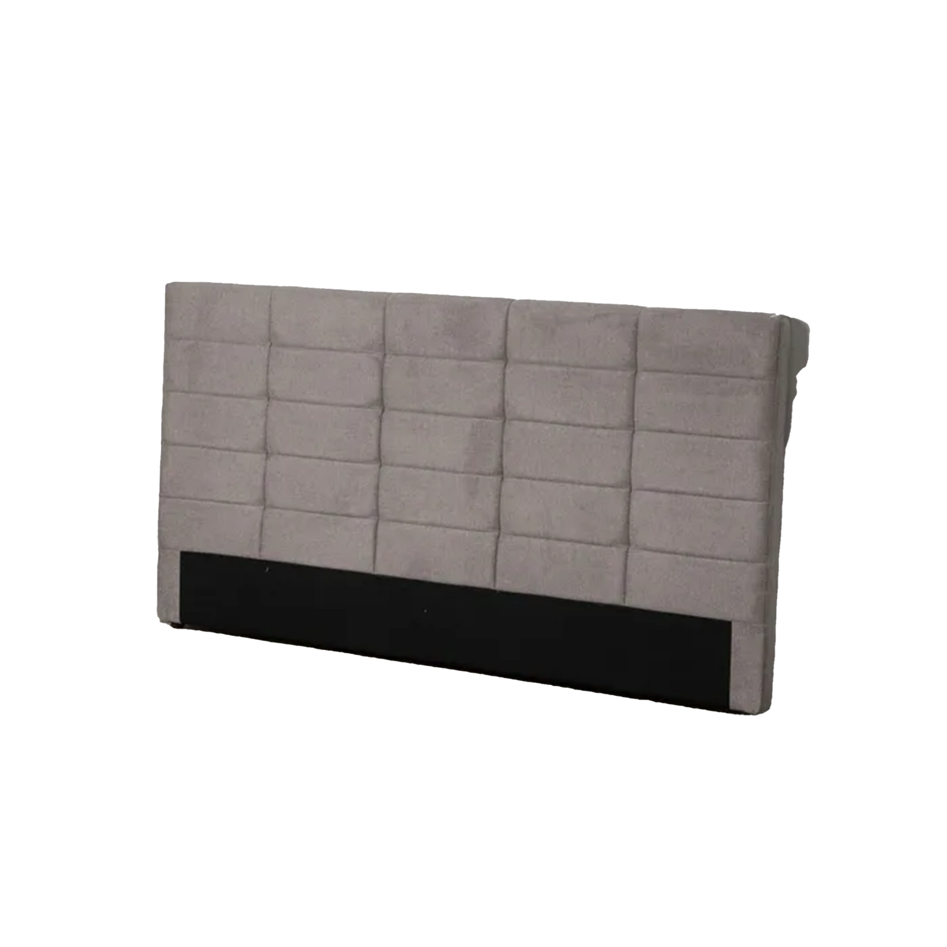 Thiago grey quilted headboard with modern stitched pattern and black base, 190 cm wide for king-size beds