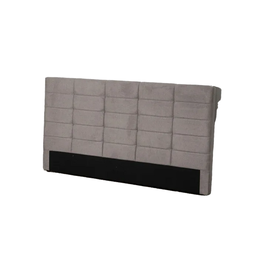 Thiago grey quilted headboard with modern stitched pattern and black base, 190 cm wide for king-size beds