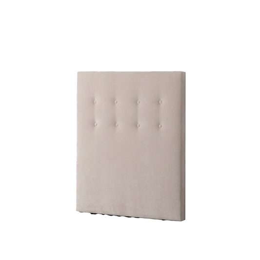 Delfina headboard in cream fabric with button tufting, 100 cm wide and 125 cm high, ideal for single beds and compact spaces