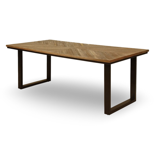 Álvaro Reclaimed Teak Dining Table 200 cm with metal legs and natural wood top