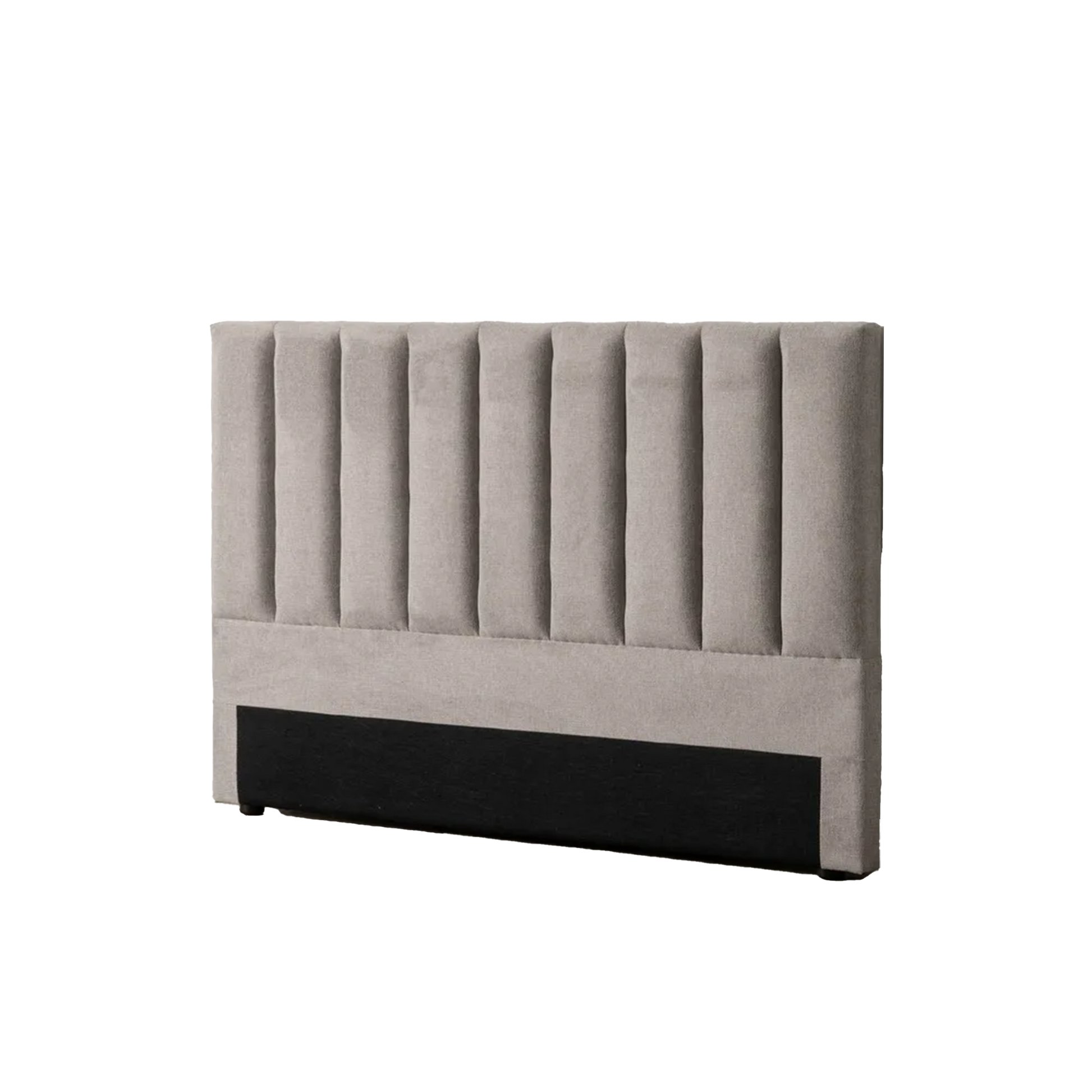 Agustina grey upholstered headboard with vertical channel stitching, 160 cm wide, perfect for double and queen-size beds