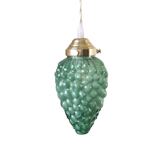 Nora pendant light with green grape glass and brass details – AK Interior Living