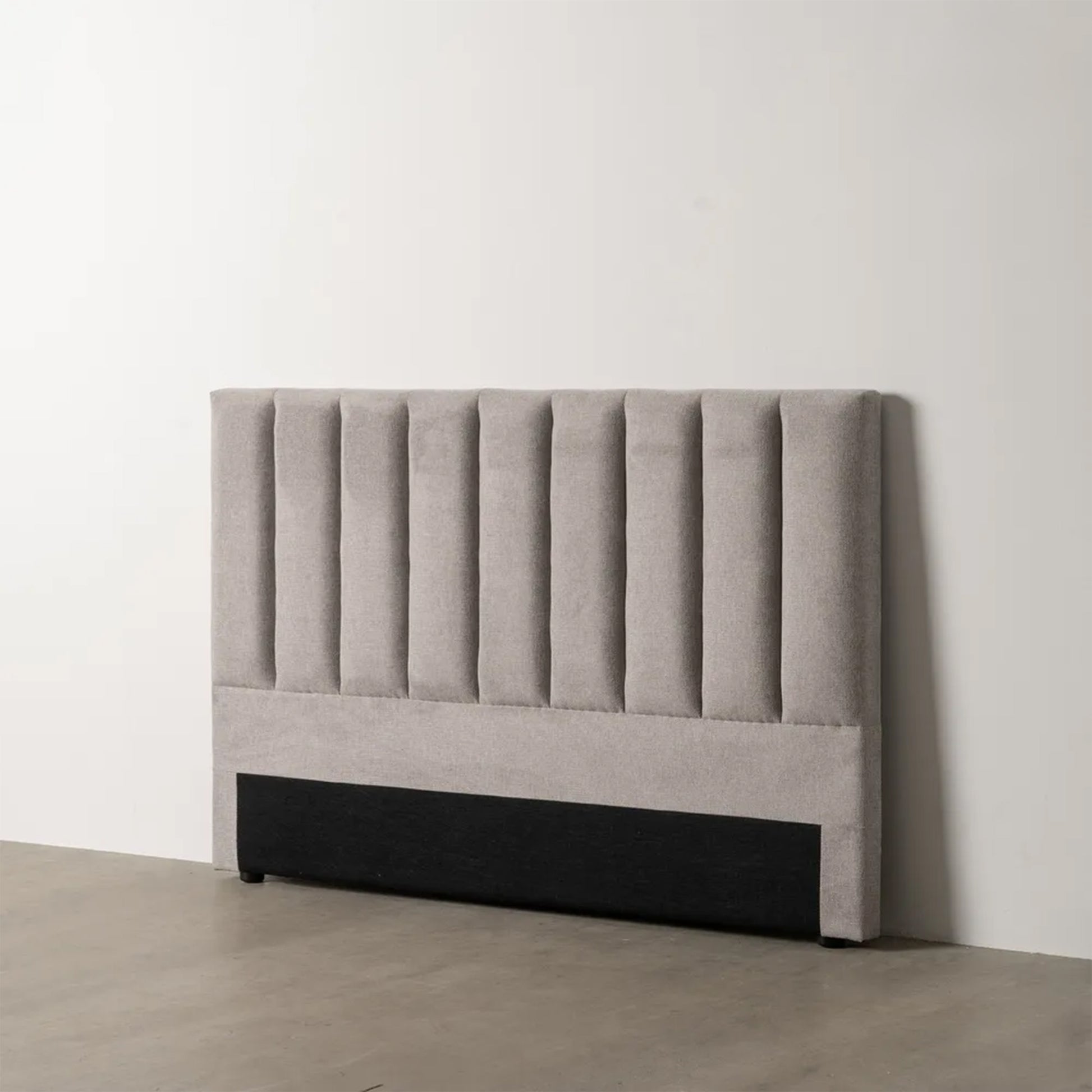 Agustina grey upholstered headboard with vertical channel stitching, 160 cm wide, perfect for double and queen-size beds
