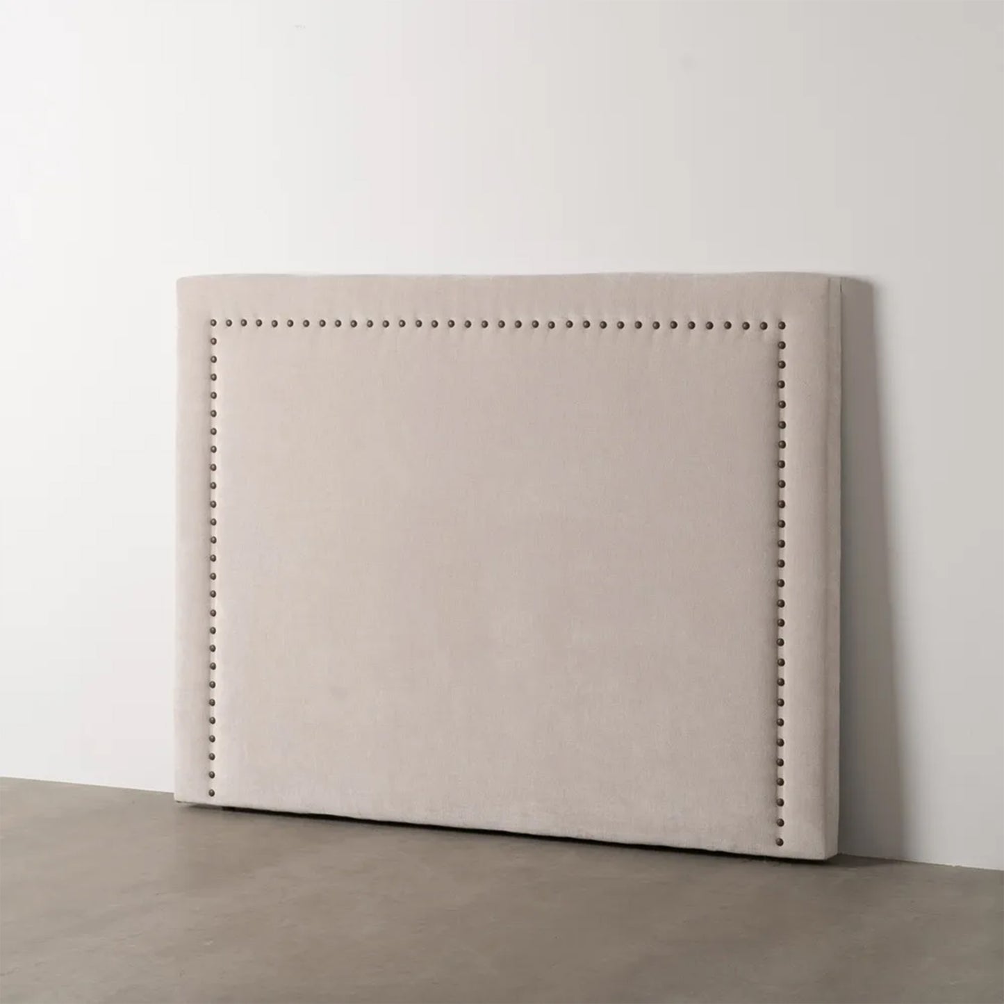 Florencia cream upholstered headboard with decorative stud detailing, 165 x 7 x 125 cm, perfect for queen-size beds
