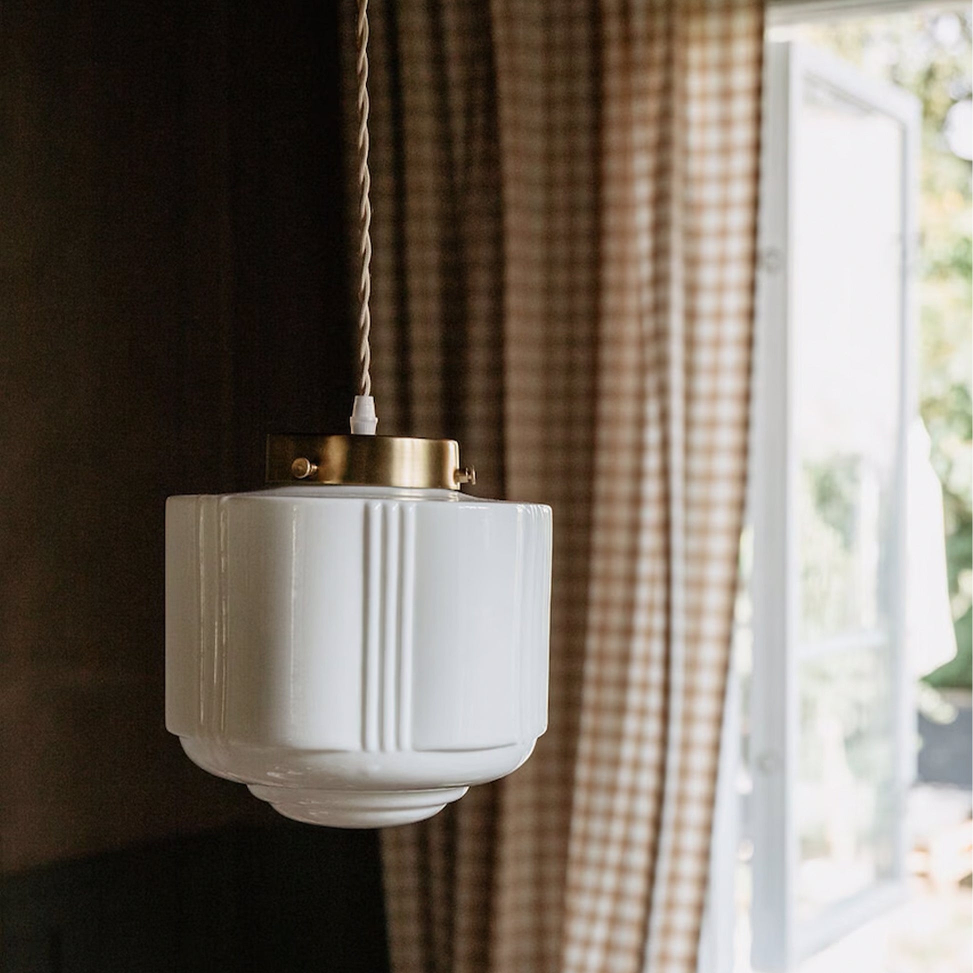 Martina pendant lamp with opal glass and brass details from AK Interior Living
