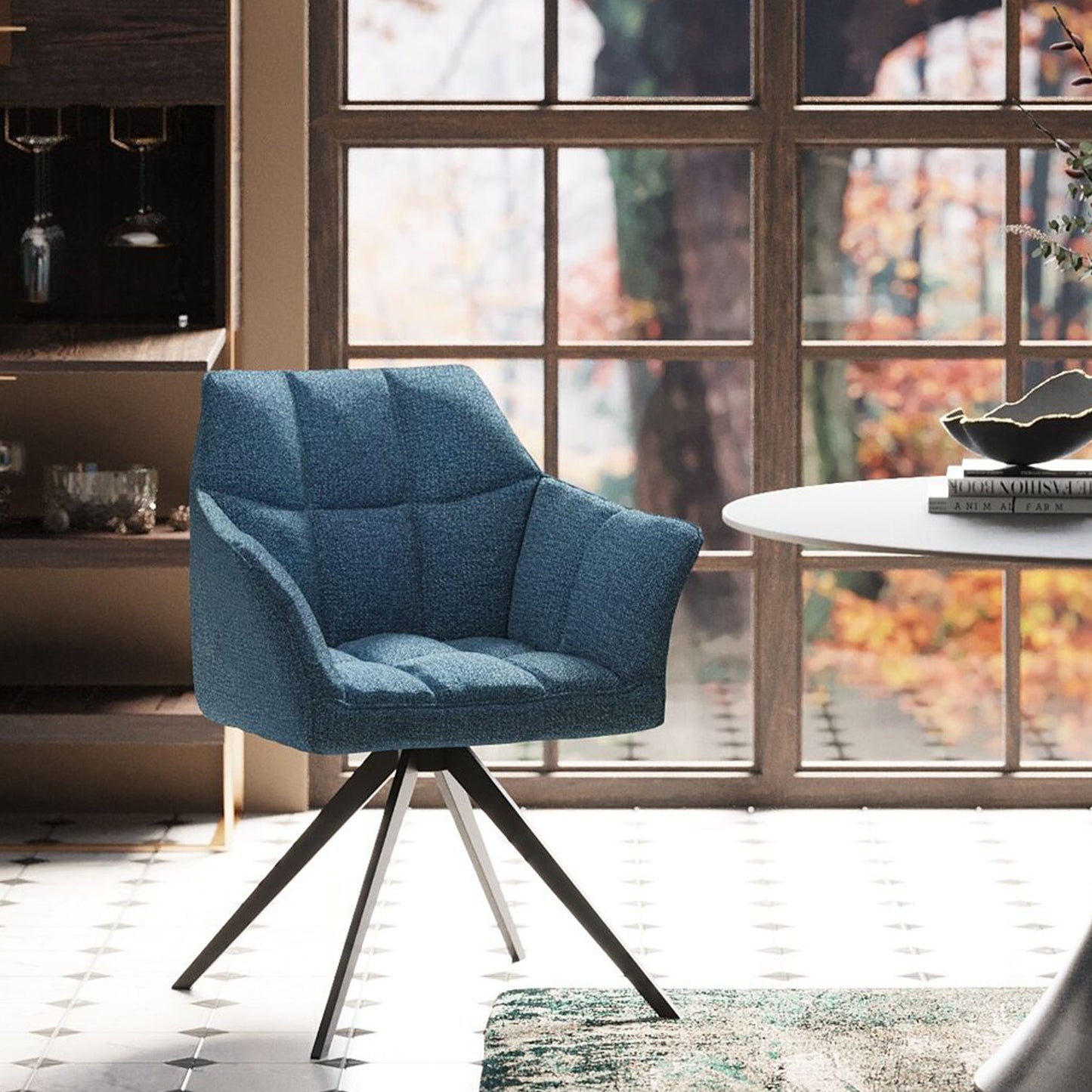 GIGI Blue Chair with padded seat and modern design