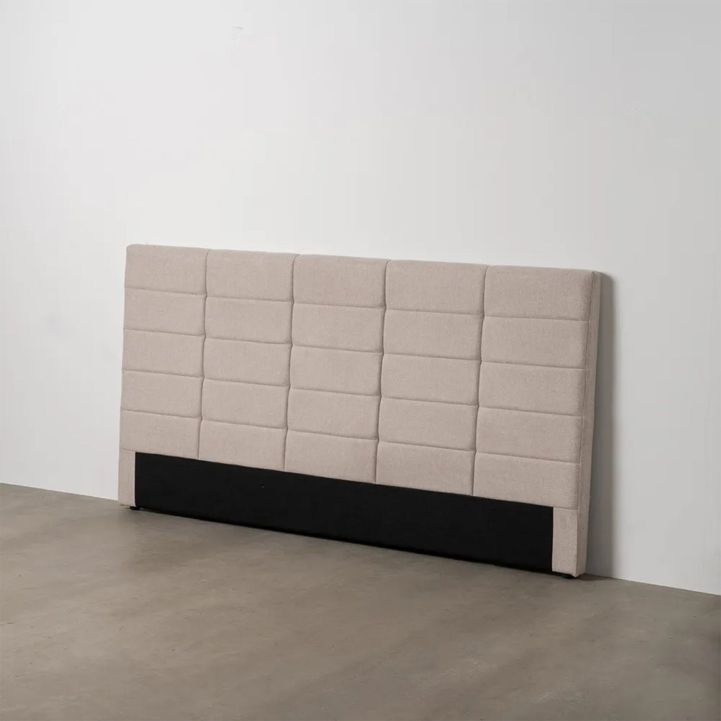 Santiago upholstered headboard in beige fabric with quilted grid design, 190 cm wide