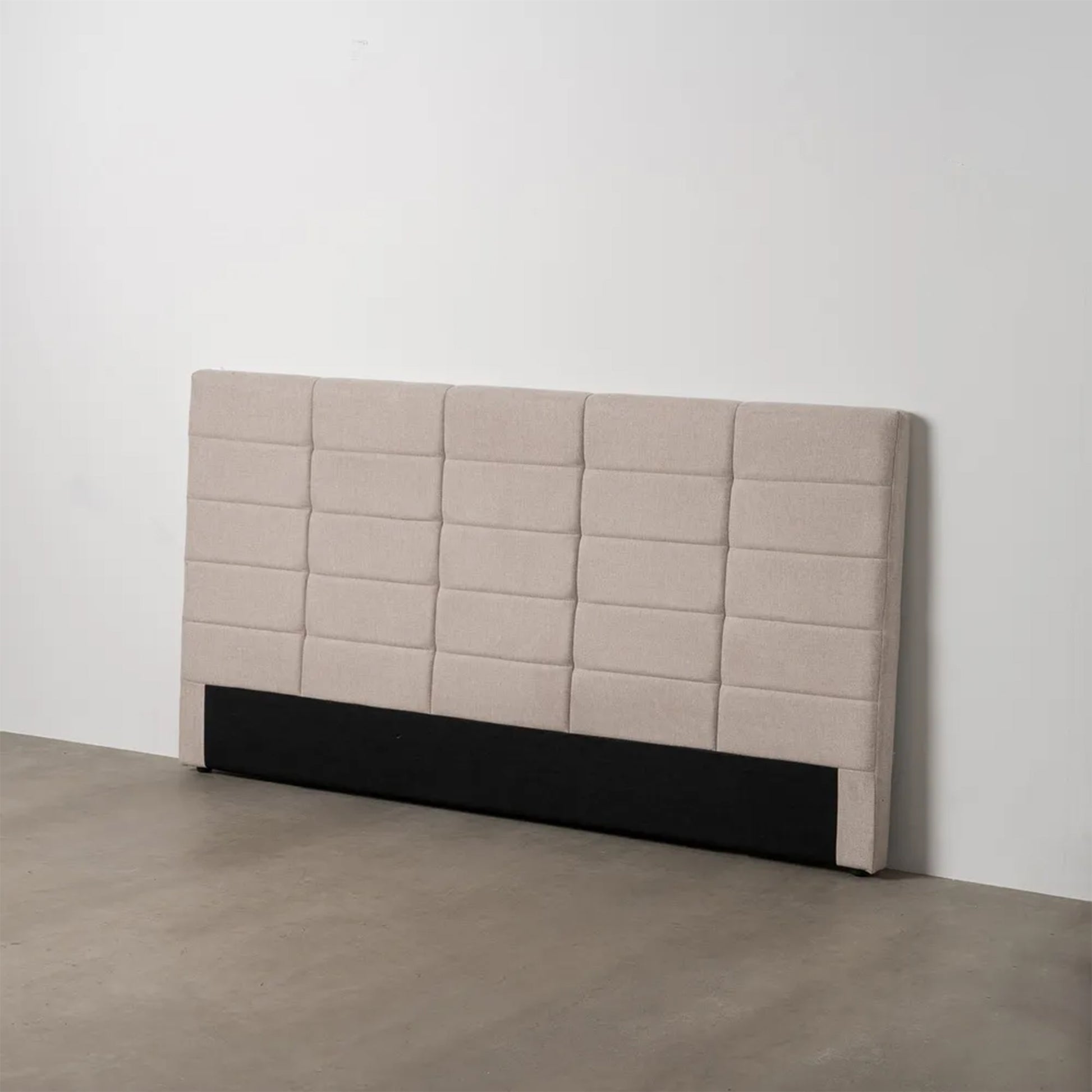 Santiago upholstered headboard in beige fabric with quilted grid design, 190 cm wide