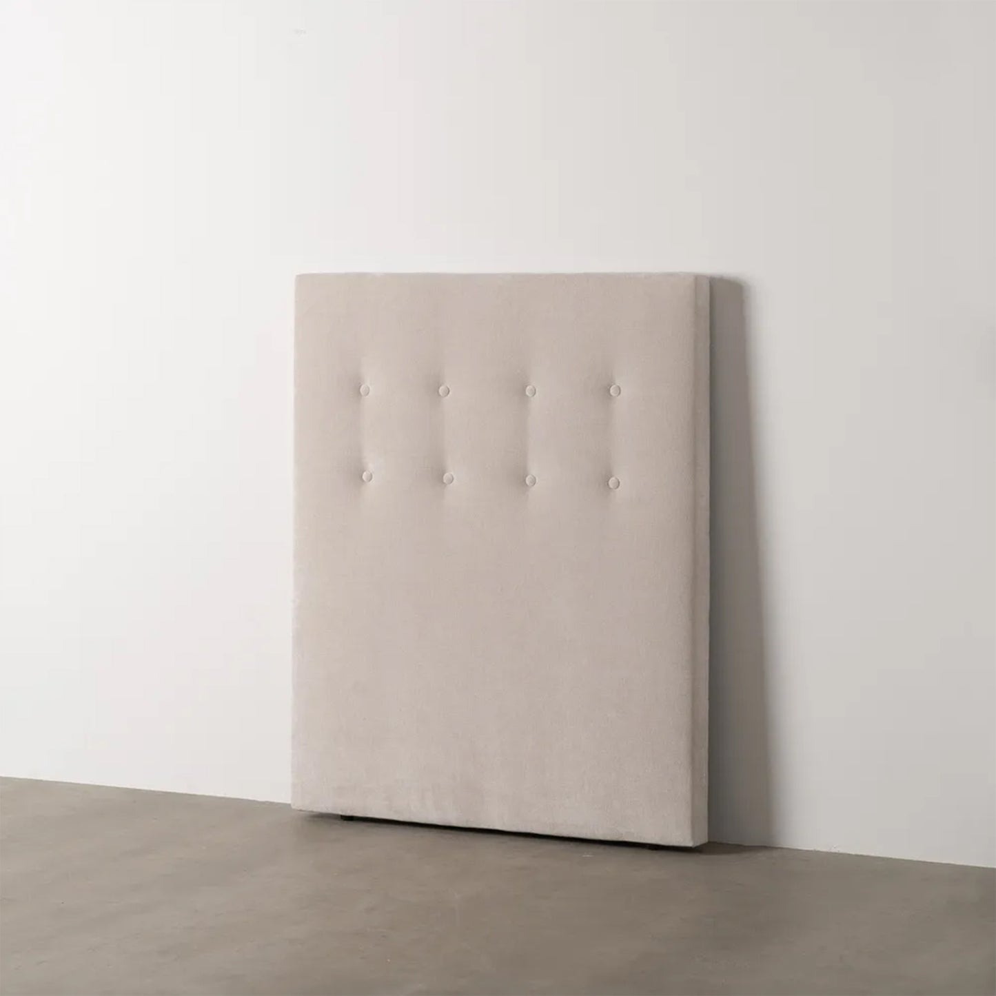 Delfina headboard in cream fabric with button tufting, 100 cm wide and 125 cm high, ideal for single beds and compact spaces