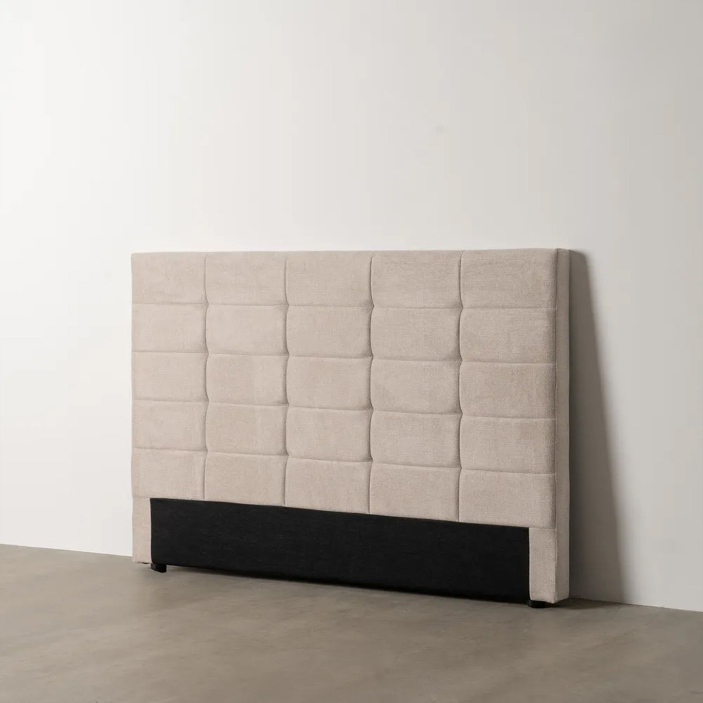 Rodrigo beige fabric headboard with stitched square pattern, 160 cm wide