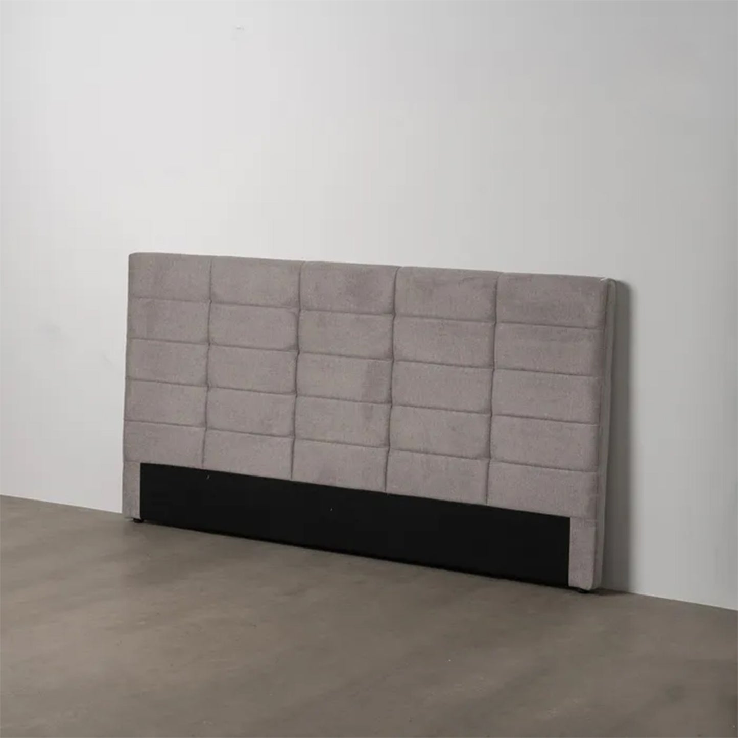 Thiago grey quilted headboard with modern stitched pattern and black base, 190 cm wide for king-size beds