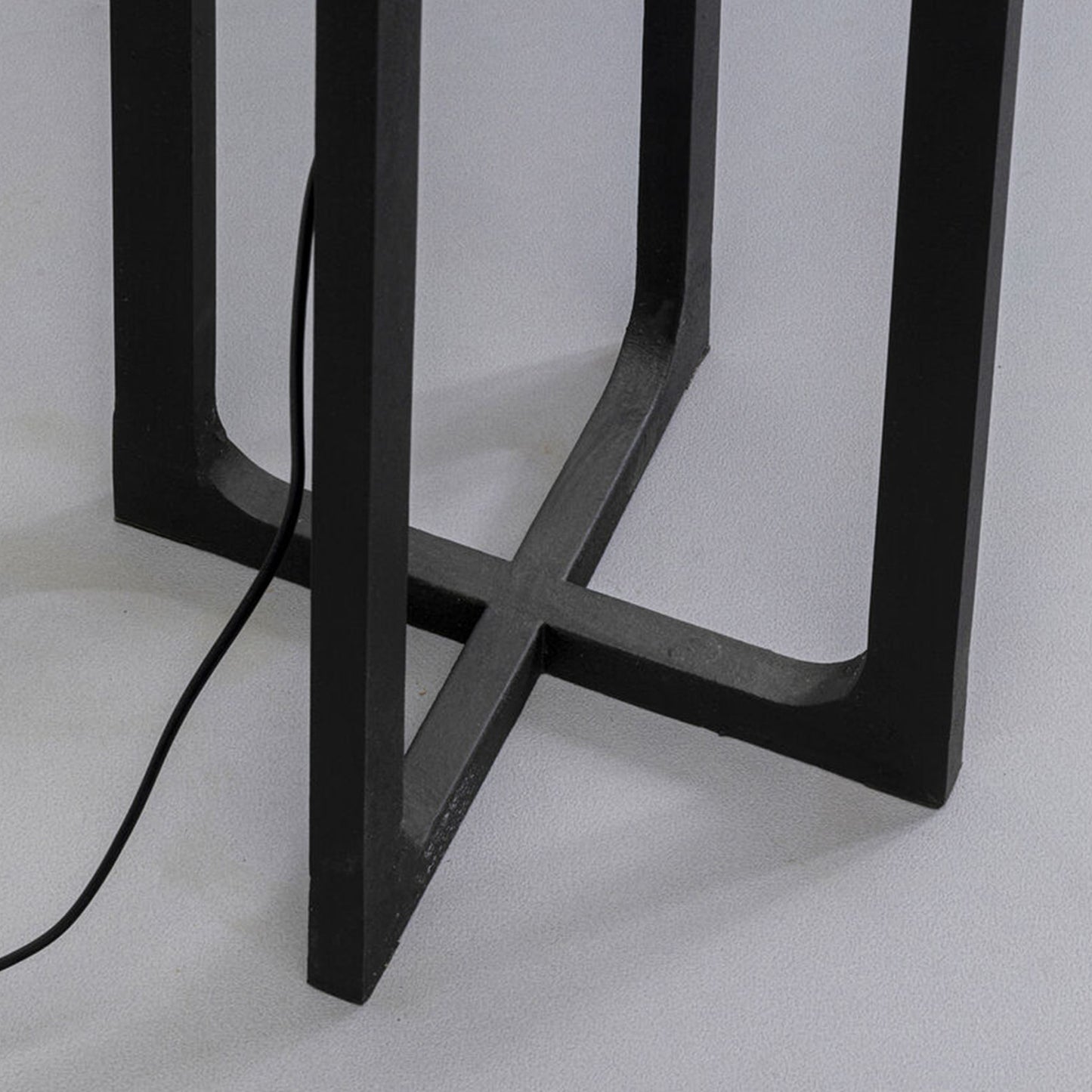 MICHAEL Black Floor Lamp with geometric base and fabric shade, 160cm tall