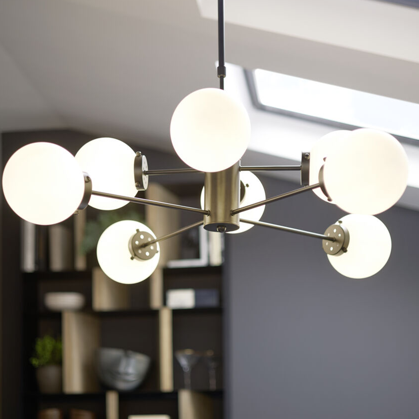 VIN Heavenly Gold Lamp with opal glass globes and brass finish