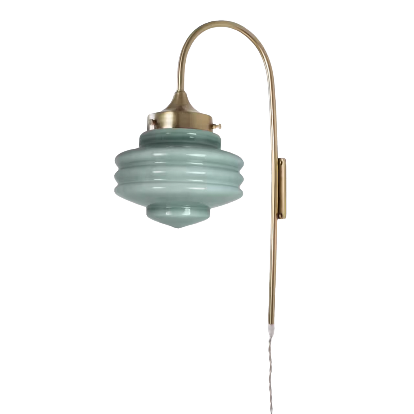Naia wall lamp brass with opal green glass – AK Interior Living