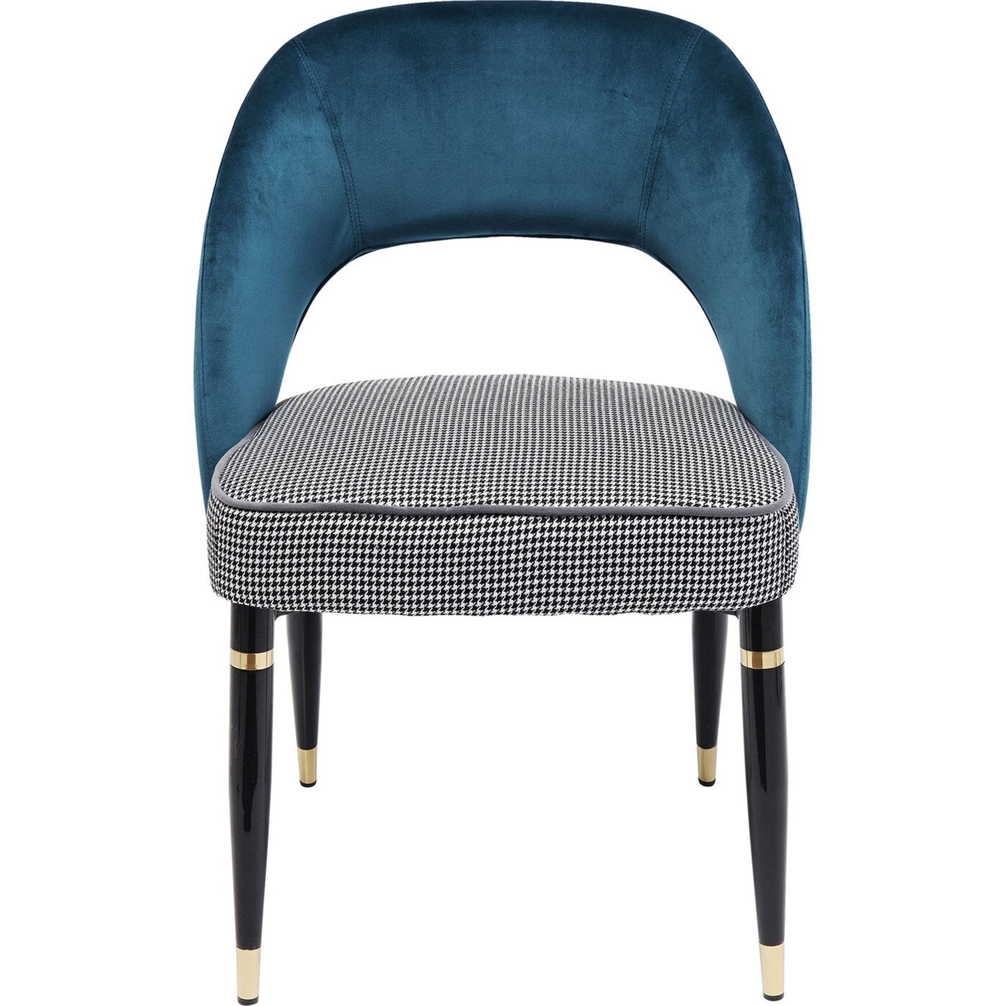 ELLEN Bluegreen Chair with velvet backrest and houndstooth seat cushion
