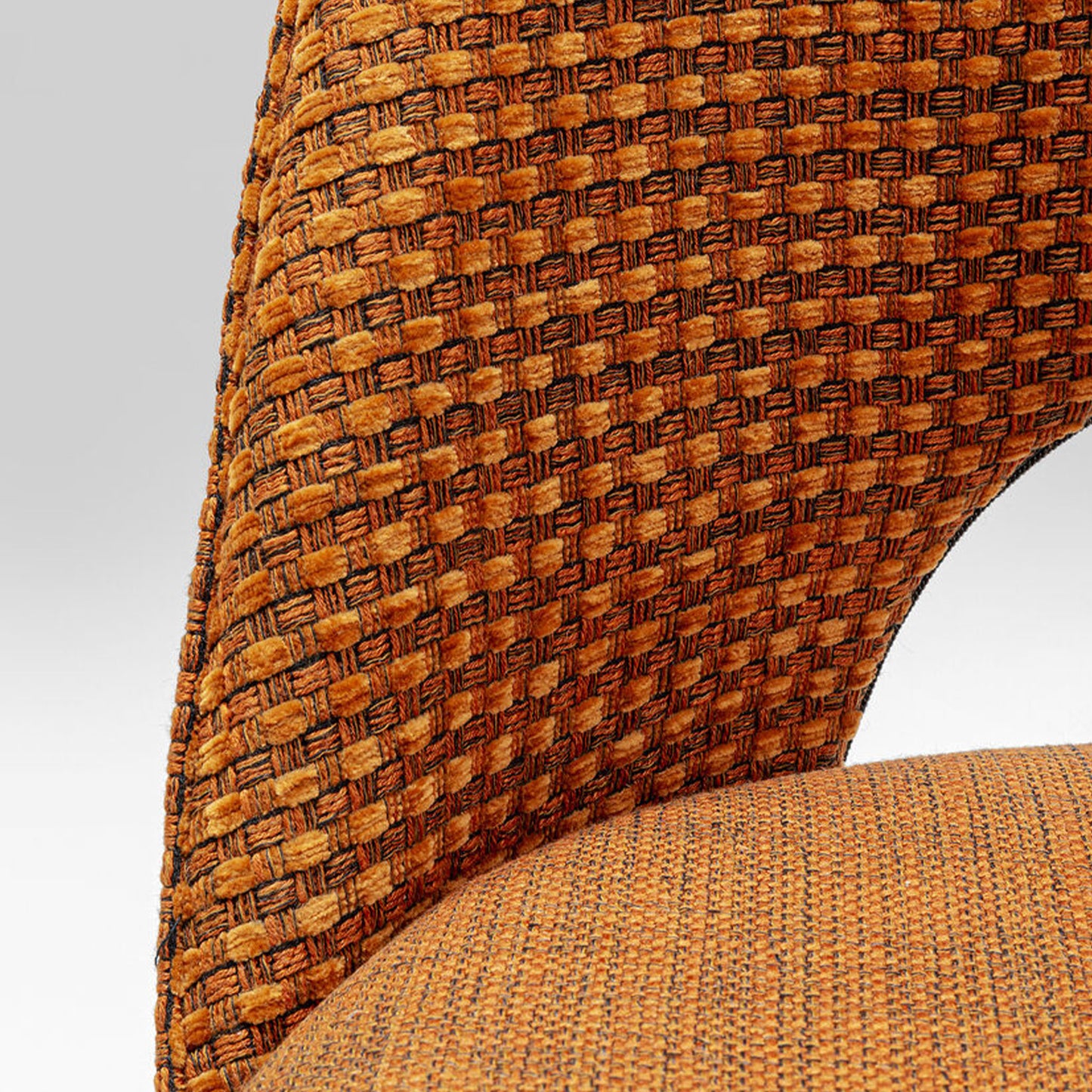 HARRY Orange Chair with textured fabric and gold-accented black legs