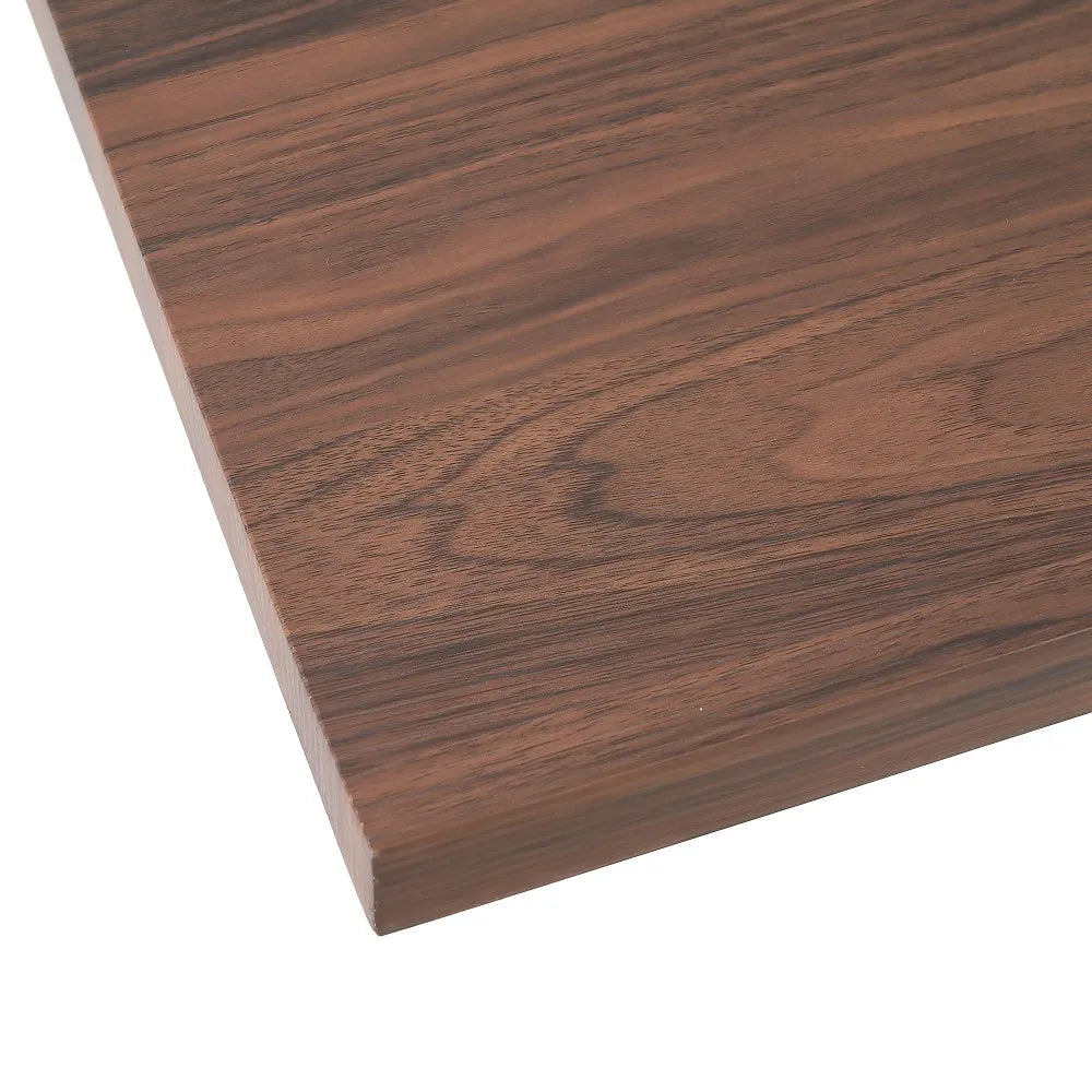 Diego Dining Table Brown-Black with wood-look MDF top and black star-shaped metal base, 160 x 90 cm