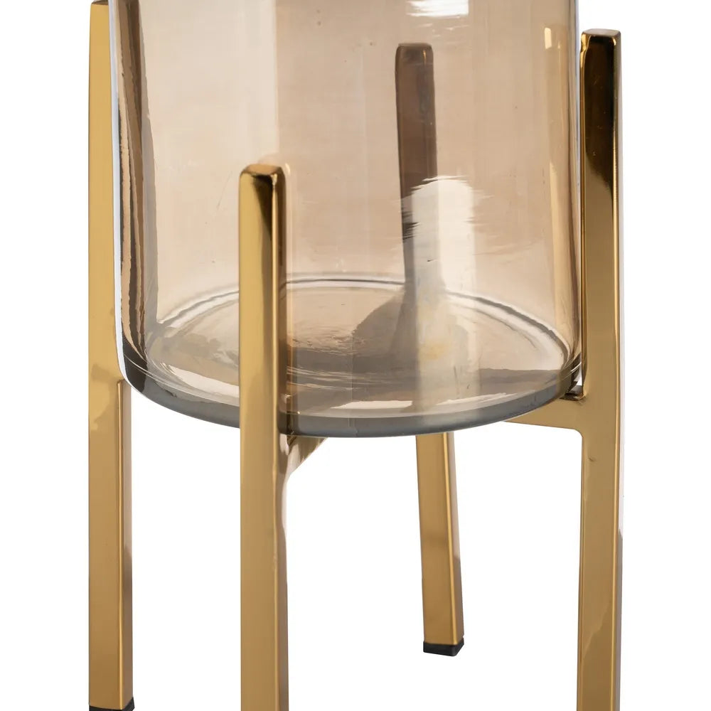Valeria gold glass-metal candle holder with sleek modern design