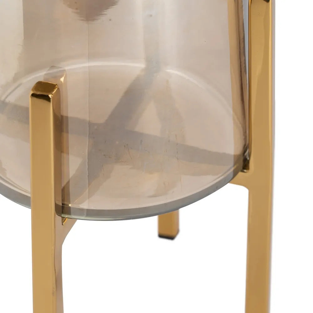 Valeria gold glass-metal candle holder with sleek modern design