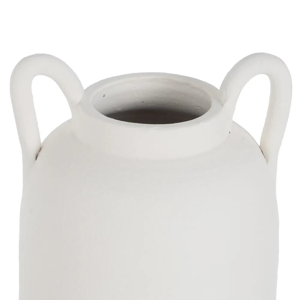 Eimear tall white mud vase with dual handles, elegant for modern interiors