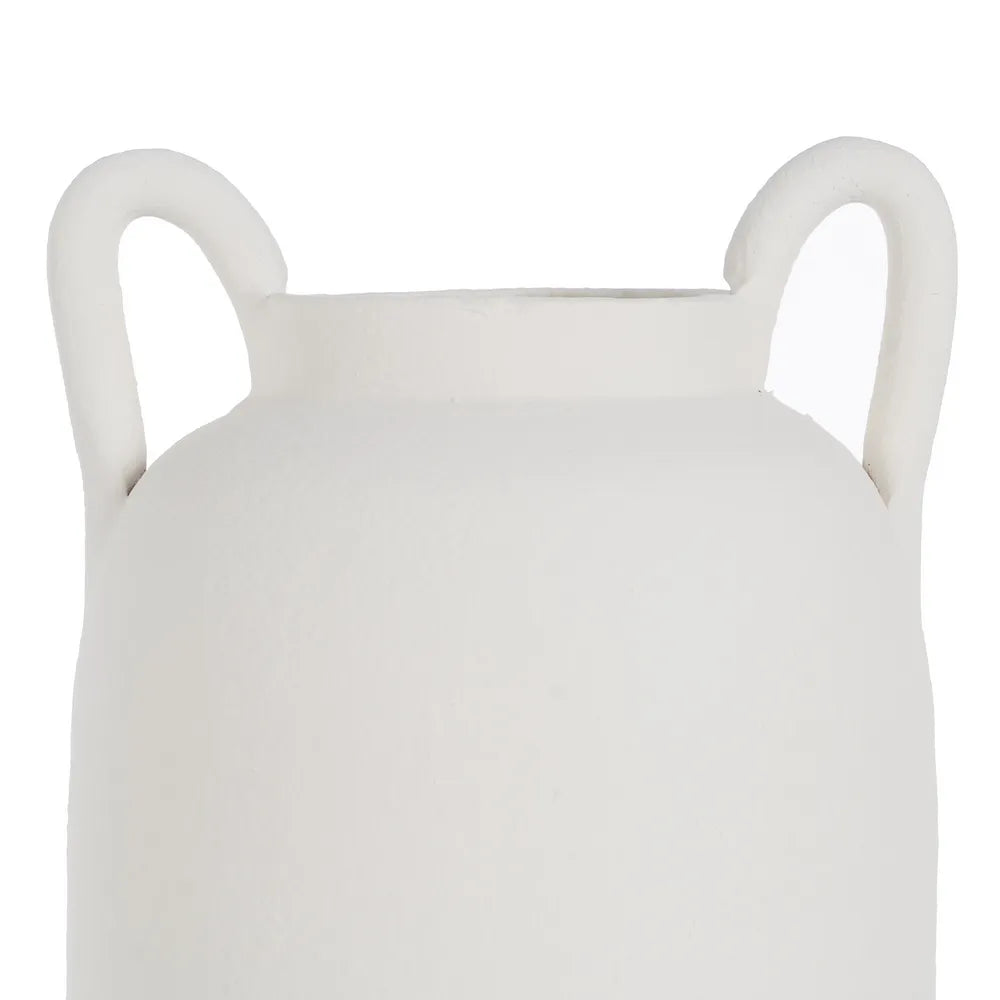 Eimear tall white mud vase with dual handles, elegant for modern interiors