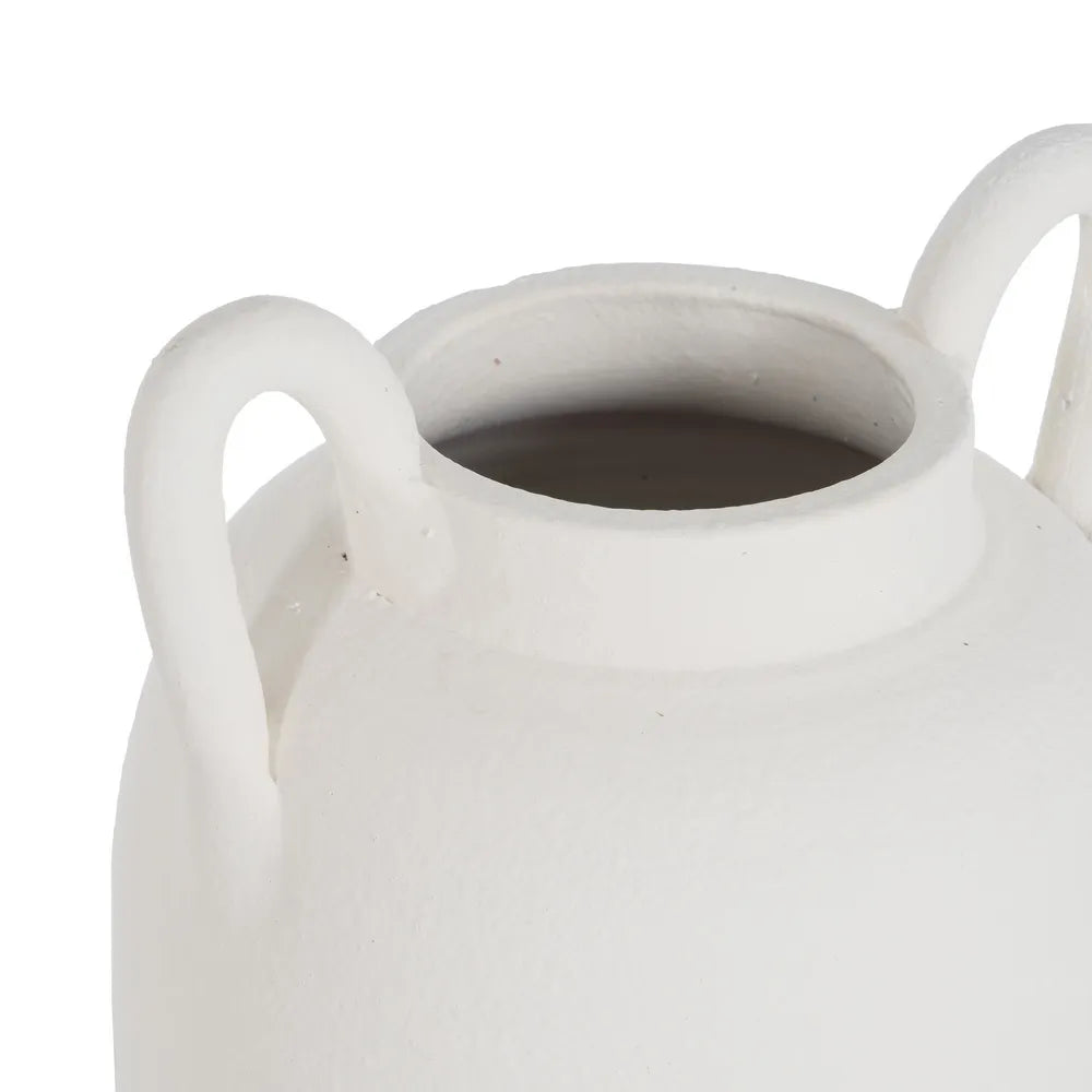 Eimear tall white mud vase with dual handles, elegant for modern interiors