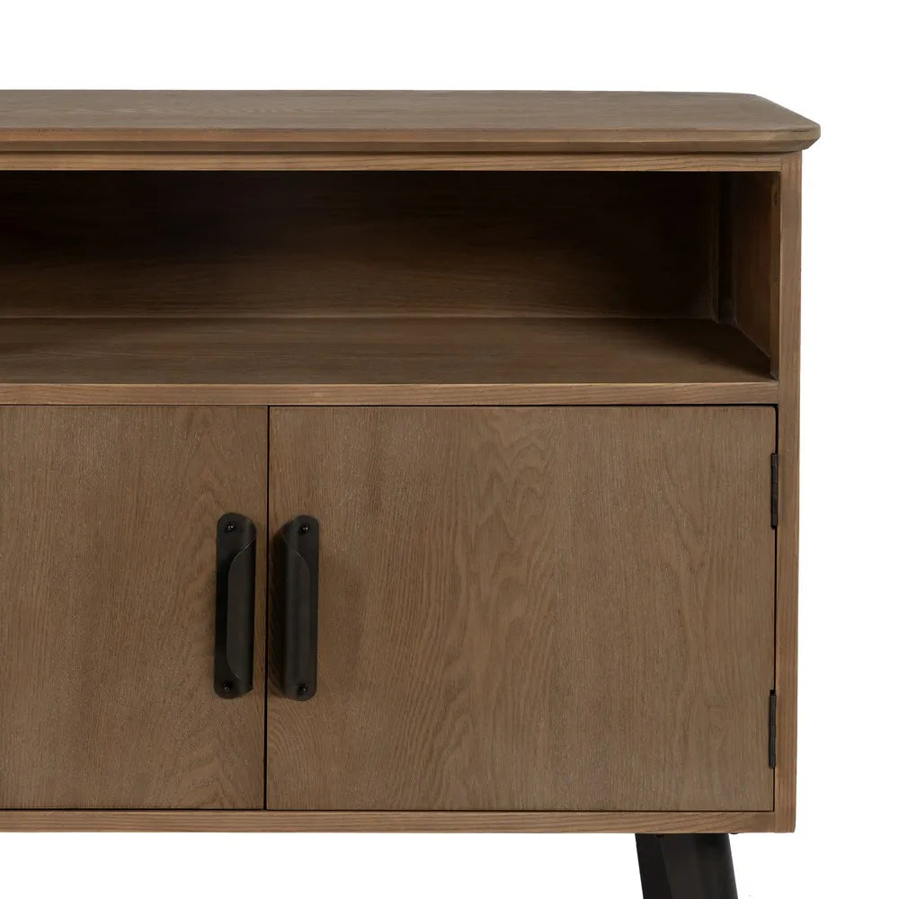 Tadhg natural wood and black metal hall console in a modern home setting