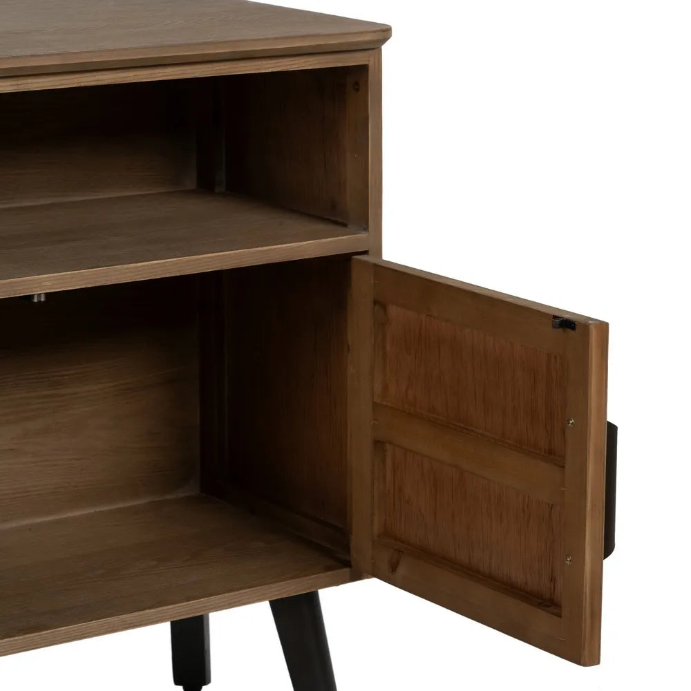 Tadhg natural wood and black metal hall console in a modern home setting