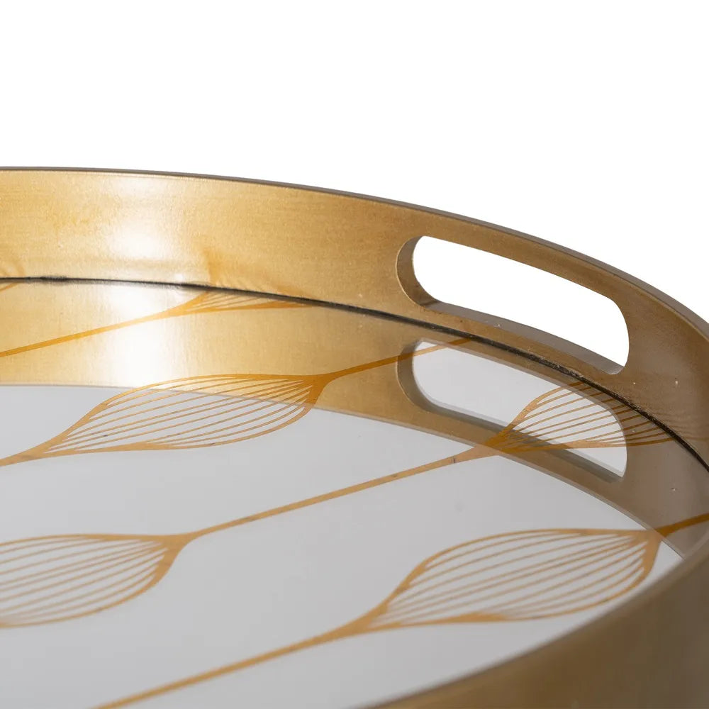 Clíodhna silver-gold mirror tray set with etched pattern for elegant decor