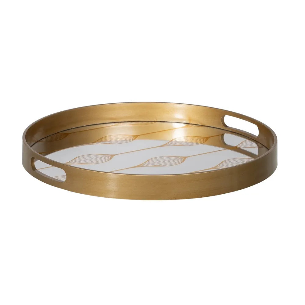 Clíodhna silver-gold mirror tray set with etched pattern for elegant decor