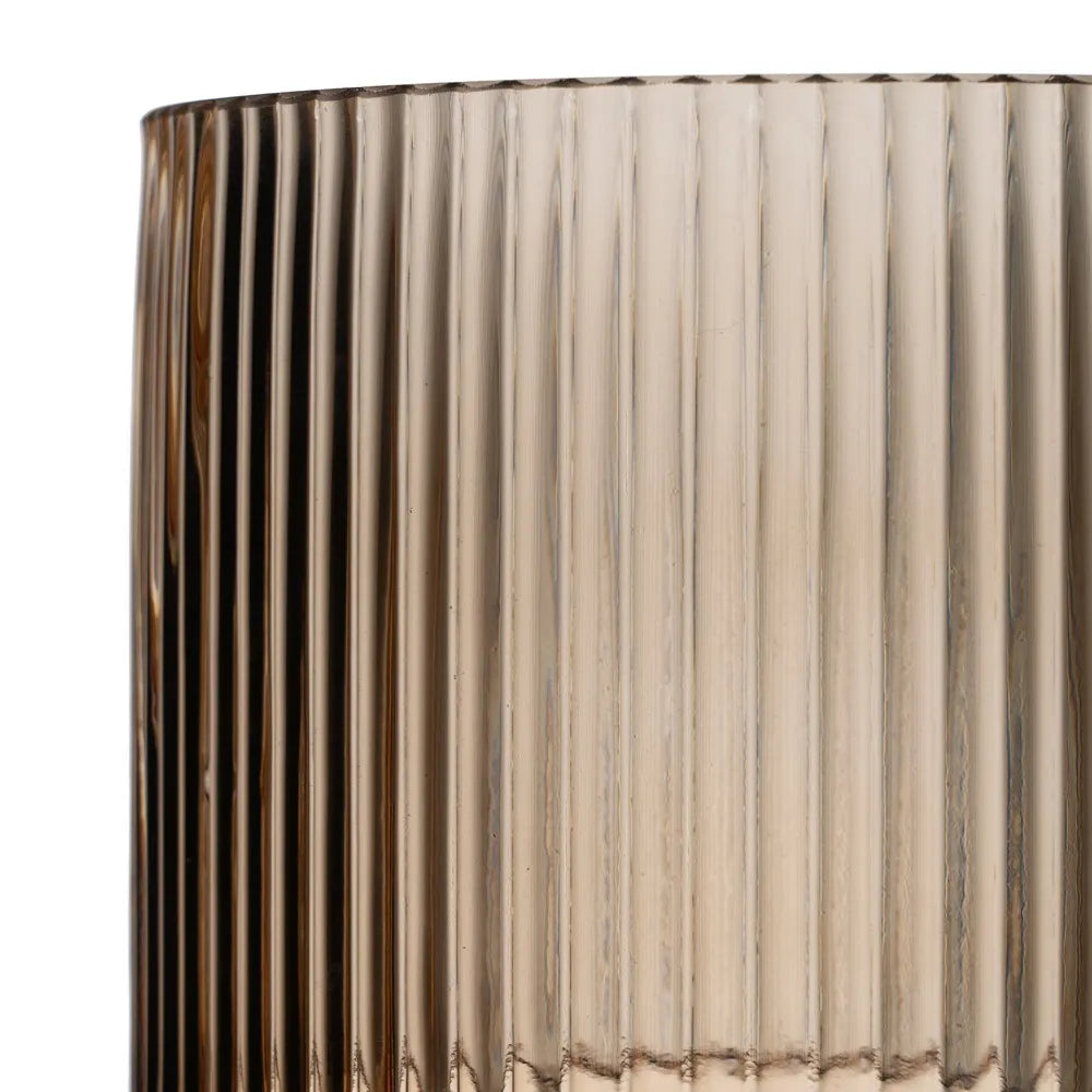 Kayleigh ridged brown glass vase, compact and elegant for home decor