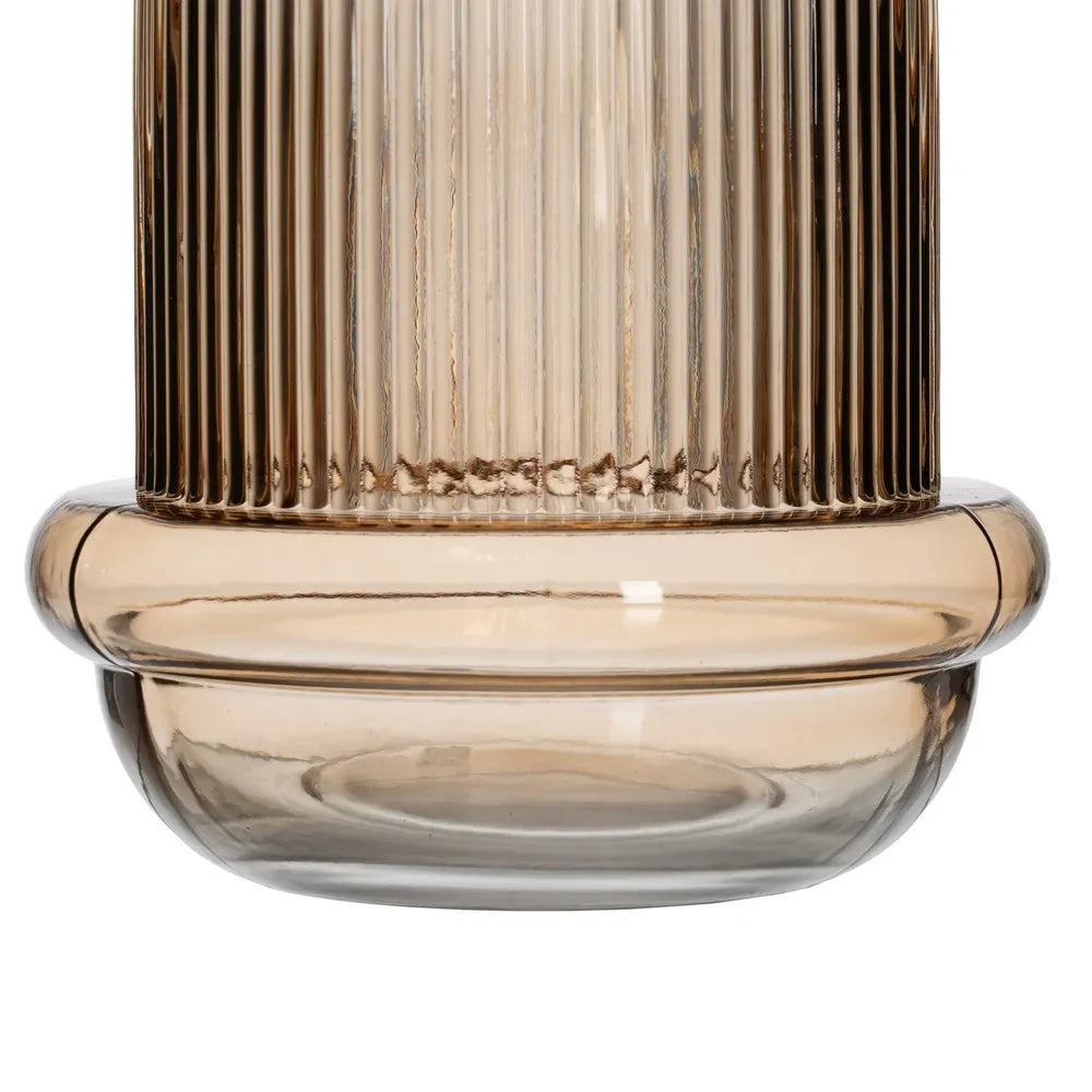 Kayleigh ridged brown glass vase, compact and elegant for home decor