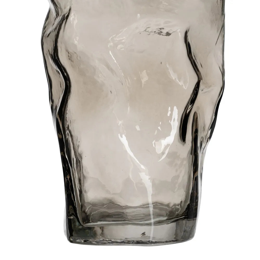 Sinead grey glass vase with a sculpted, abstract design in contemporary decor