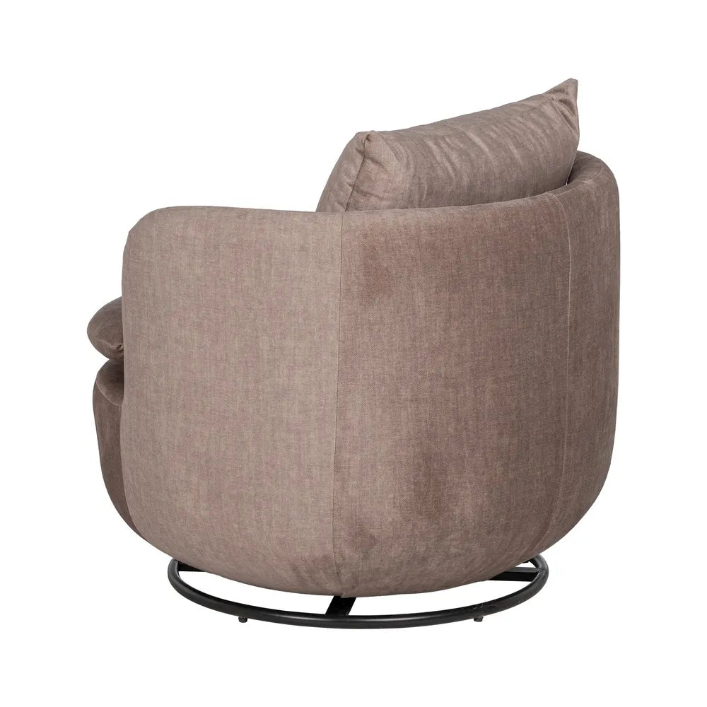 AXEL taupe old fabric revolving armchair with cushioned seat from AK Interior Living