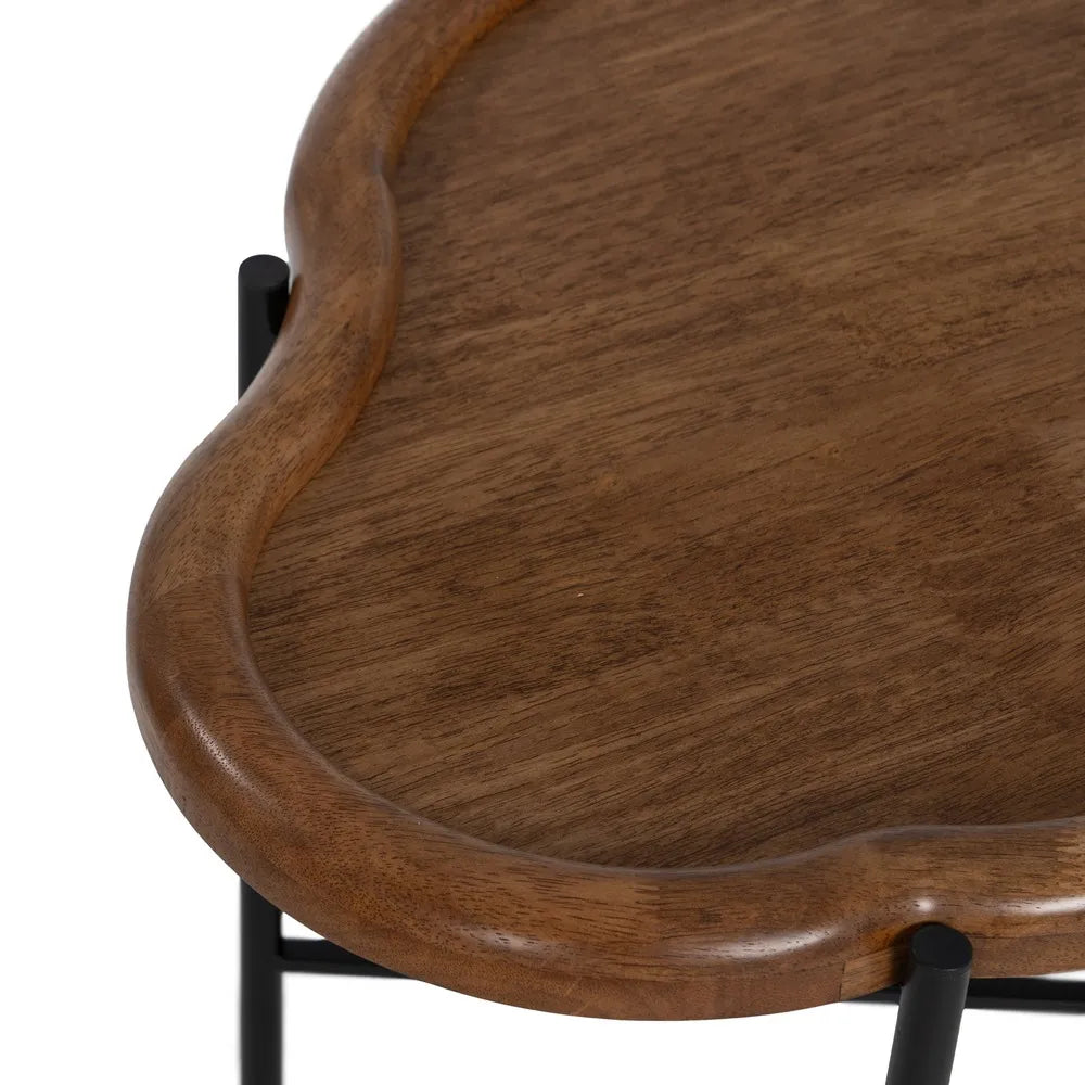 Finn dual-level coffee tables with natural wood and glass in a modern setting