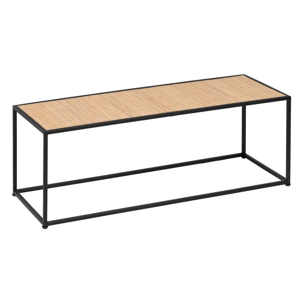 Declan set of three nesting coffee tables in natural wood and black metal