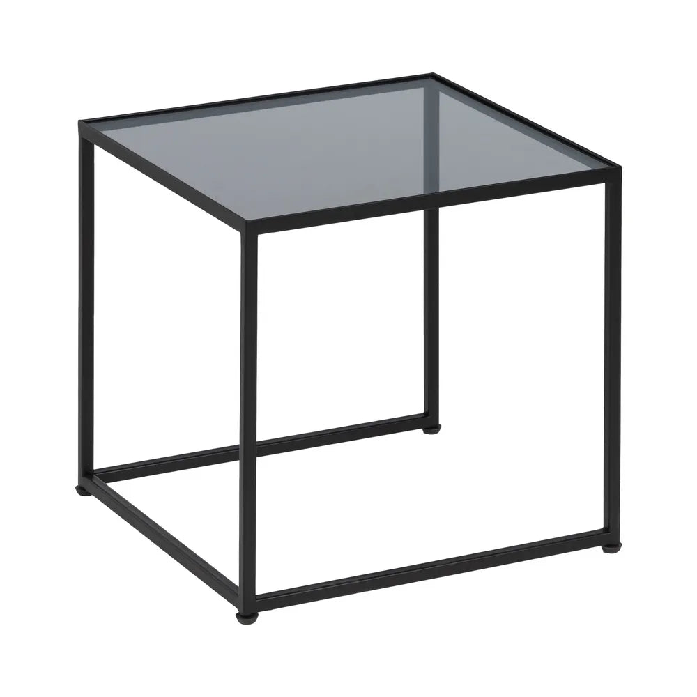 Declan set of three nesting coffee tables in natural wood and black metal