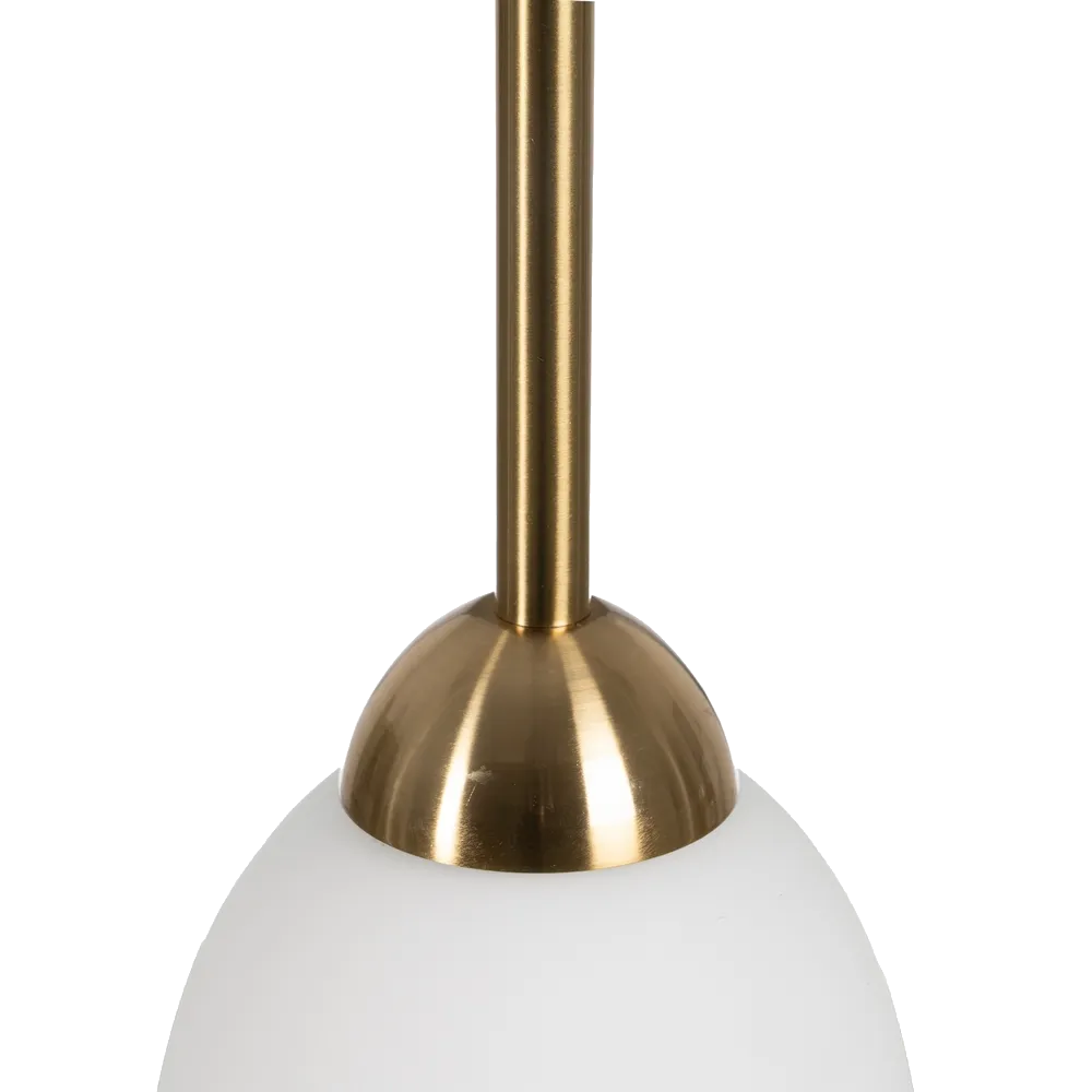 Aurora ceiling lamp with white glass shade and gold metal detail by AK Interior Living.