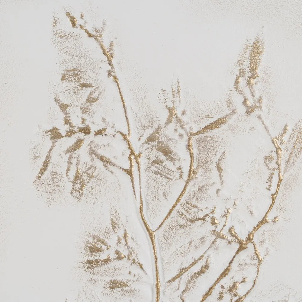 Clodagh botanical relief painting in wooden frame showcasing serene nature vibes