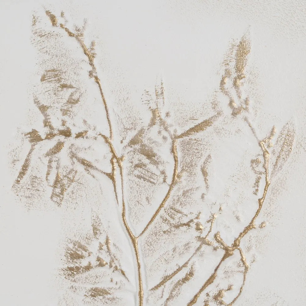 Clodagh botanical relief painting in wooden frame showcasing serene nature vibes