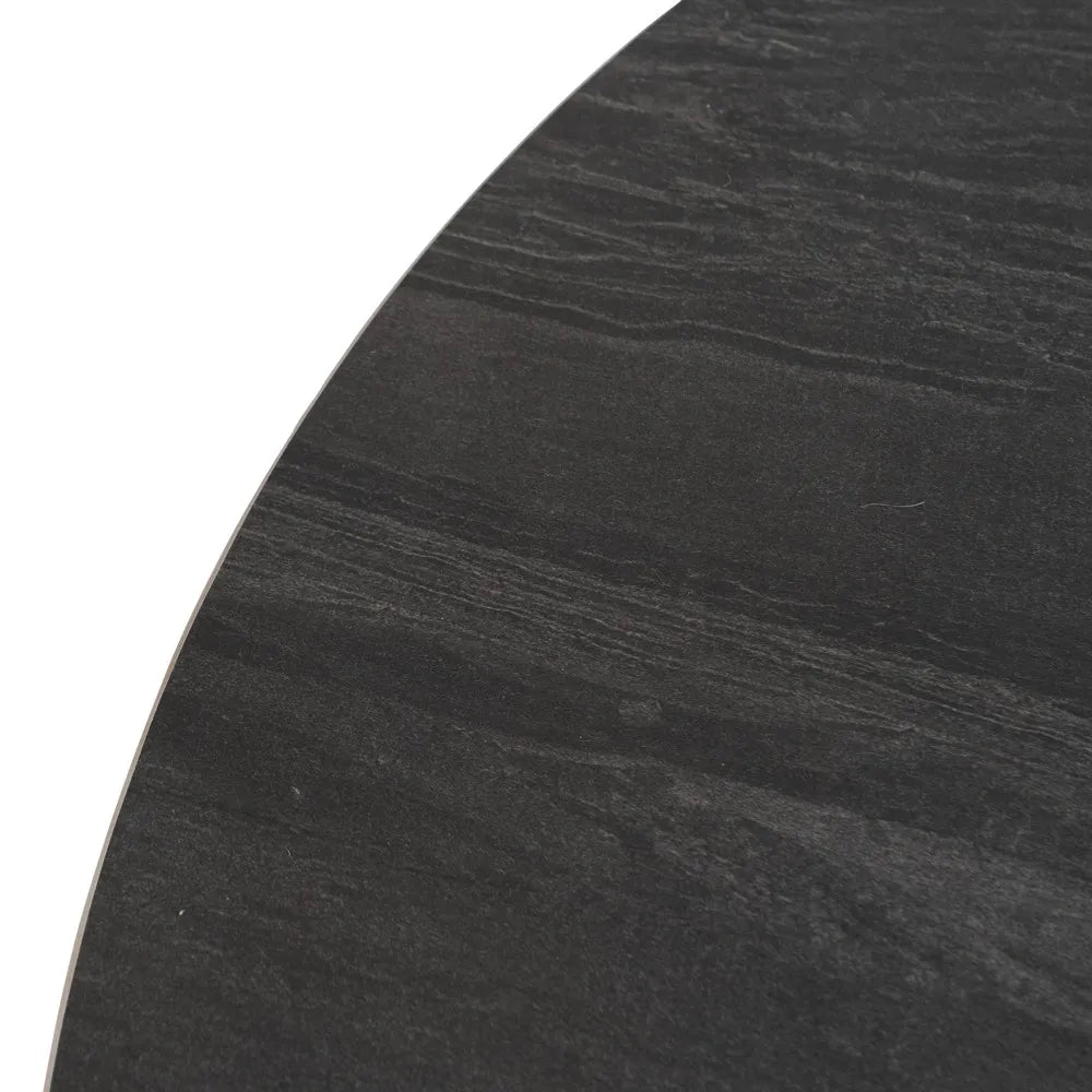 Antonio Dining Table Black-Brown with ceramic top and wood base, 120 cm round modern design