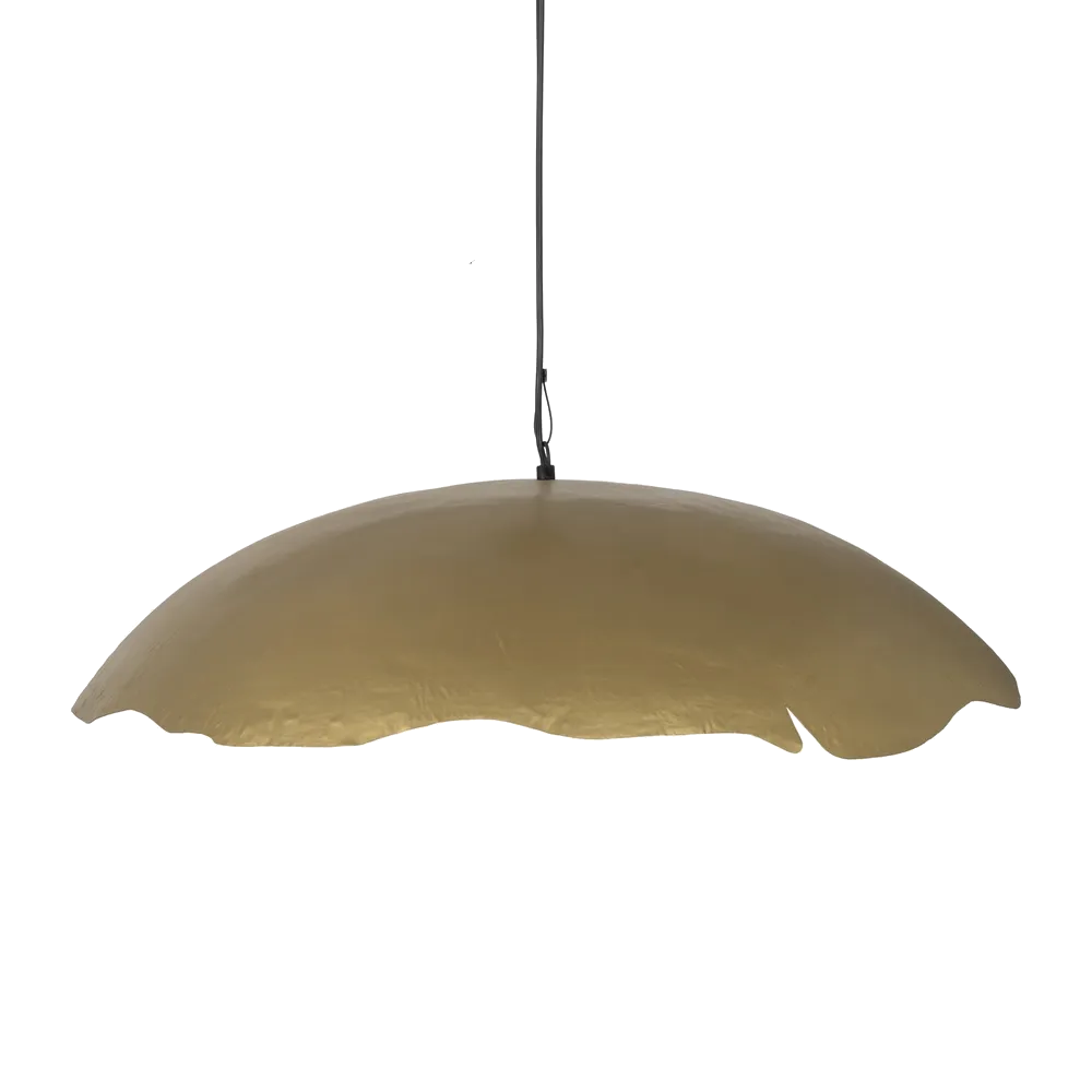 Maris pendant light in gold with scalloped dome edges. By AK Interior Living.